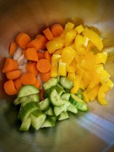 chopped up hard veggies