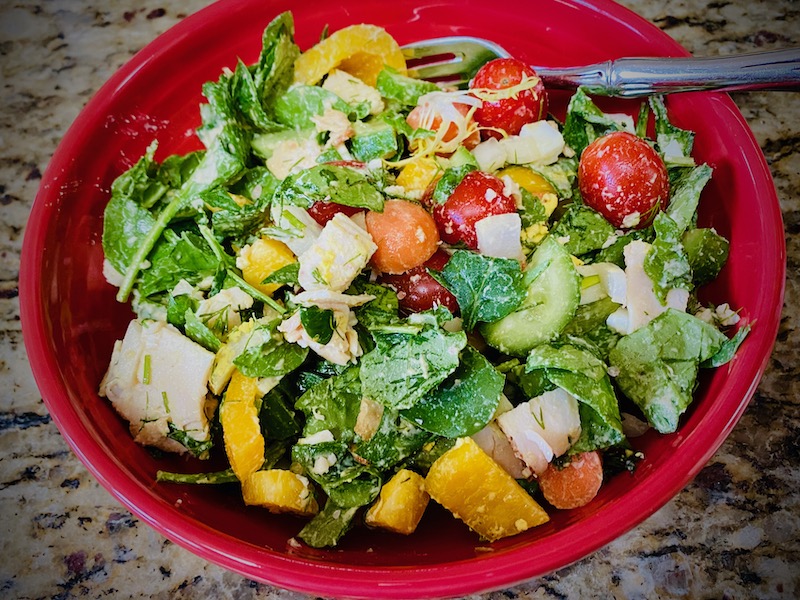 rainbow salad with triple protein