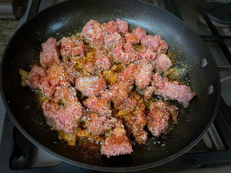 cooking ground beef