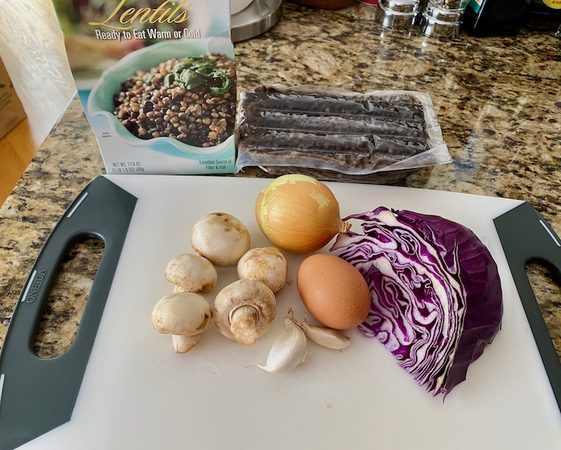 lentil stir fry ingredients