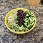 Quick Veggie Salad with Tahini Dressing