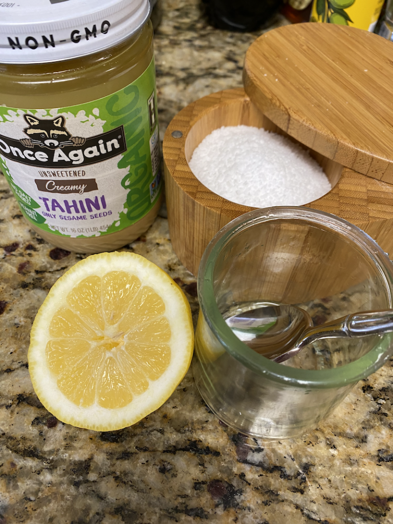 making tahini dressing