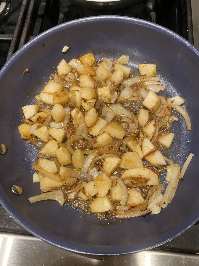 cooked apples and onions