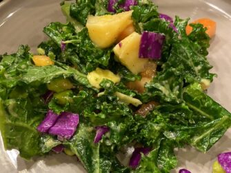 red & green kale salad