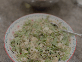 warm lentil salad with apples and feta